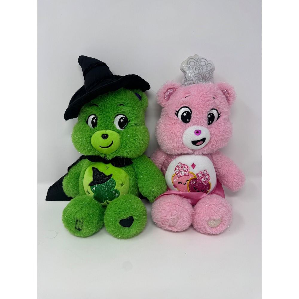 Care Bears x Wicked Plush Set Elphaba Good Luck Bear & Glinda Love-a-Lot Bear
